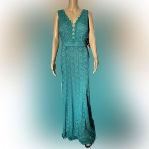 Blu Sage Turquoise Lace Gown